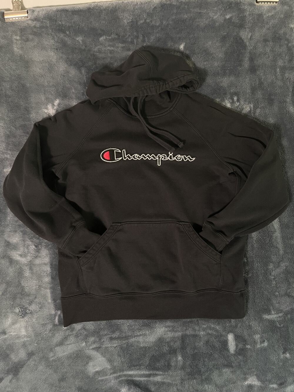 Champion Hoodie Mens Size M Medium Black Authentic Athleticwear Sweatshirt